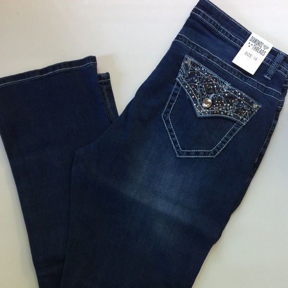 Diamonds& Thread Boot “Cell Phone” Flap Jean 14 18 - Picture 5 of 8